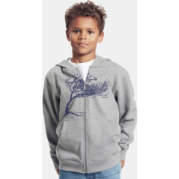 Peaces.bio - handbedruckte Biomode Kinder Zip-Hoodie Windy Tree