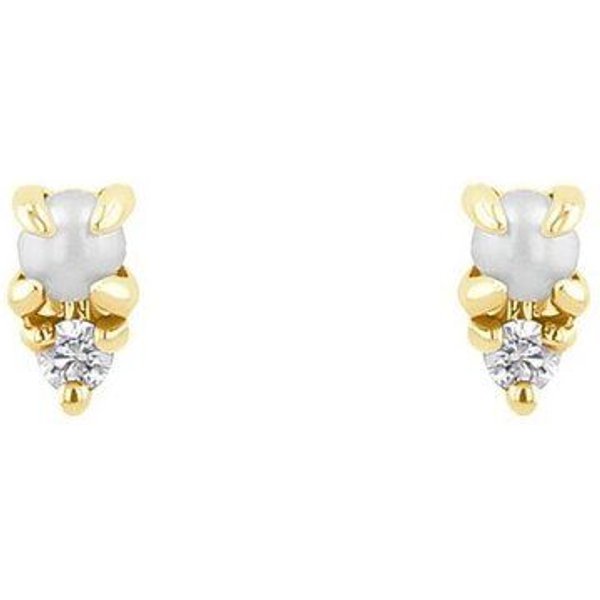 Eppi Goldene Ohrstecker mit Perlen und Lab Grown Diamanten Clarice