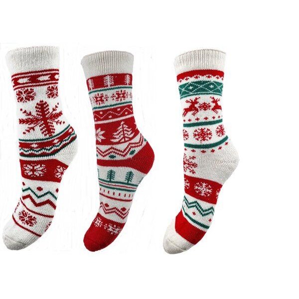 Bruno Barella Winter-Thermo-Socken aus Wolle mit Weihnachtsmuster 3er Pack