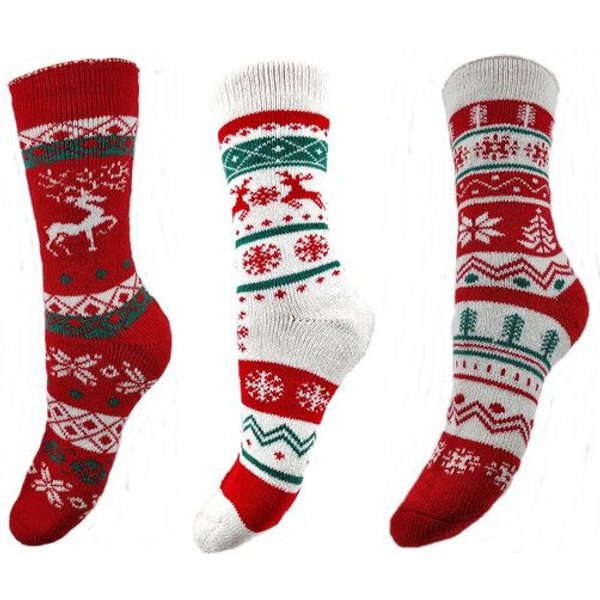 Bruno Barella Winter-Thermo-Socken aus Wolle mit Weihnachtsmuster 3er Pack