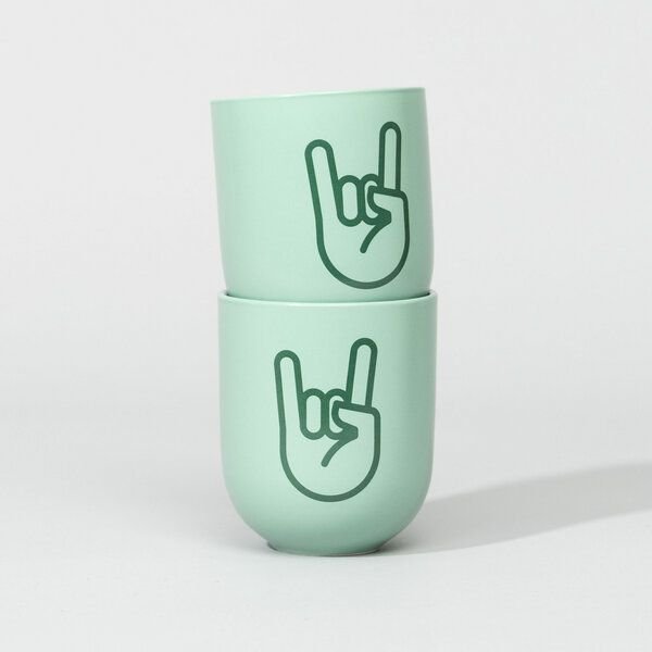 Fyngers Handgemachter Becher aus Porzellan - Modell ROCk´n´ROLL - Füllmenge 330ml - Mattlasur