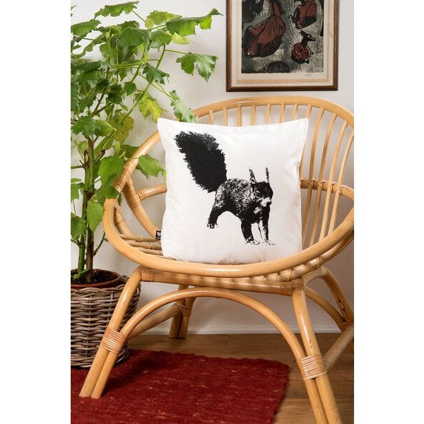 Hirschkind Handbedruckter Kissenbezug 'Eichhörnchen' foxy, 40*40cm