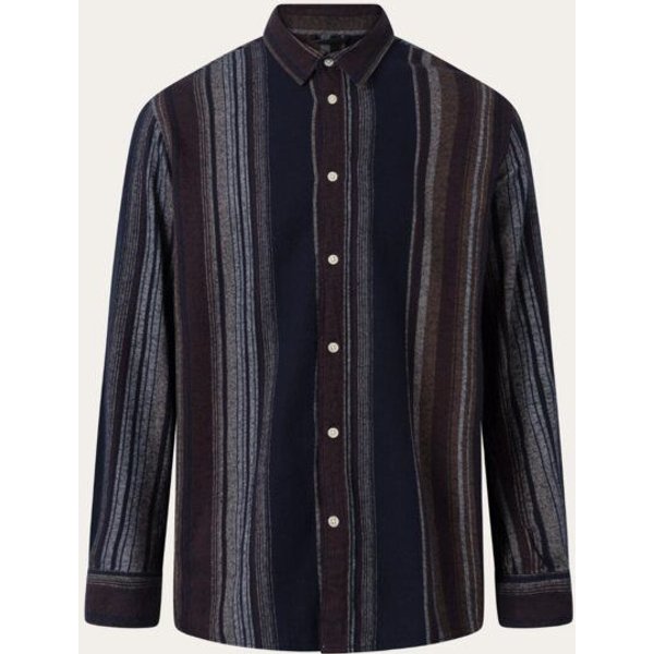 KnowledgeCotton Apparel - Hemd Loose Fit Double Layer Striped Shirt