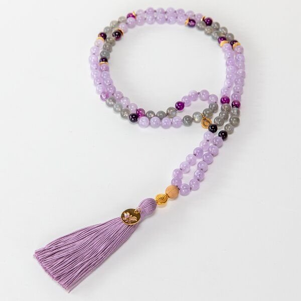 Divasya Mala-Kette "Peaceful Mind" mit Amethyst & Mondstein