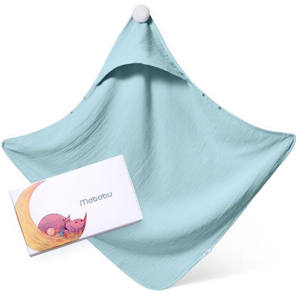 Mababu Kapuzenhandtuch Baby,100% GOTS Musselin Bio Baumwolle, 75x75cm, Baby Erstausstattung Neugeborene