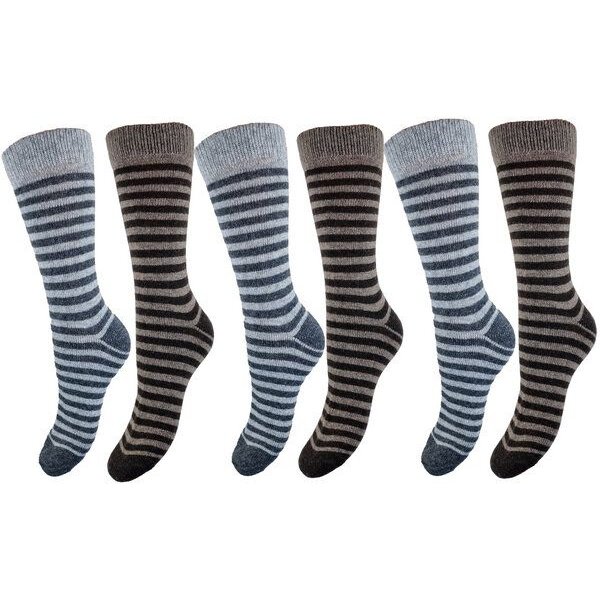 Bruno Barella Alpaka Winter Thermo Socken gestreift in 6er Pack