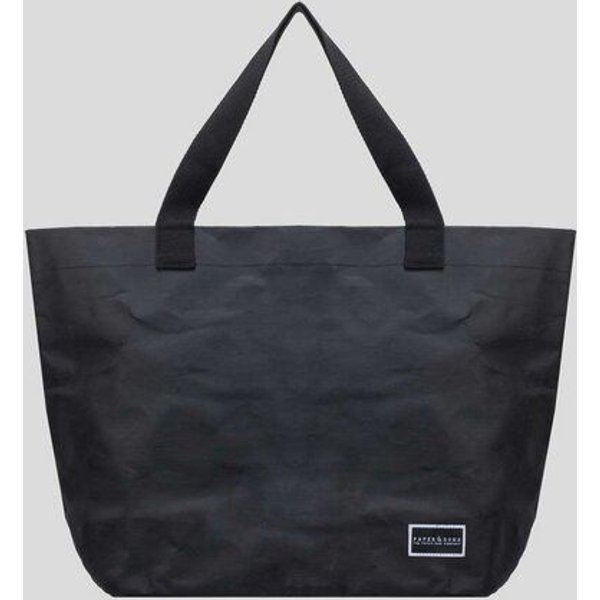 Paper & Sons Tote Bag aus Kraftpapier Maple, große Shopper Tasche schwarz, Damen, faltbar, 25 l, vegan, wasserabweisend