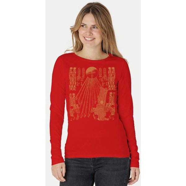 Peaces.bio - handbedruckte Biomode Langarmshirt Damen Sonnenscheibe Aton