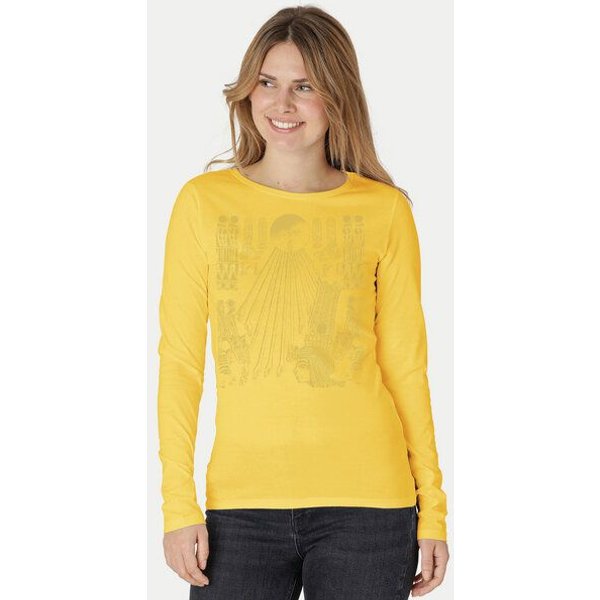 Peaces.bio - handbedruckte Biomode Langarmshirt Damen Sonnenscheibe Aton