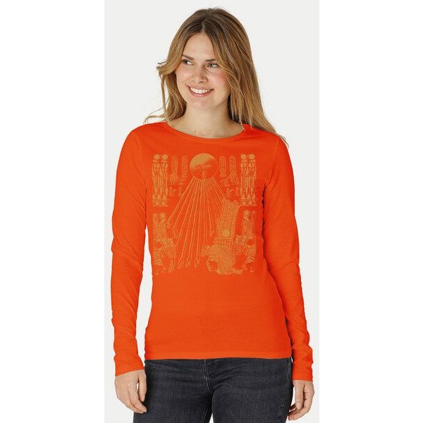 Peaces.bio - handbedruckte Biomode Langarmshirt Damen Sonnenscheibe Aton