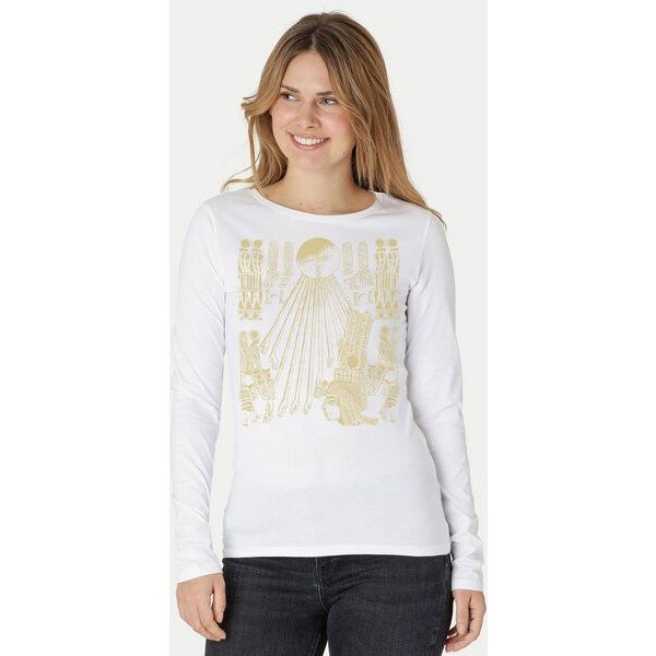 Peaces.bio - handbedruckte Biomode Langarmshirt Damen Sonnenscheibe Aton