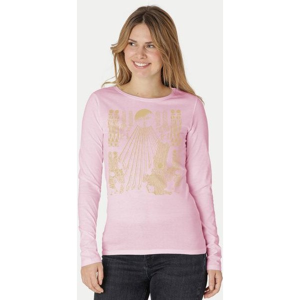 Peaces.bio - handbedruckte Biomode Langarmshirt Damen Sonnenscheibe Aton