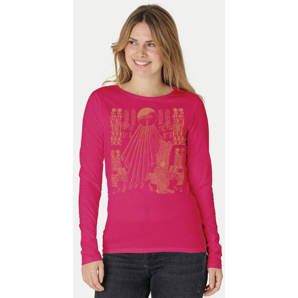 Peaces.bio - handbedruckte Biomode Langarmshirt Damen Sonnenscheibe Aton