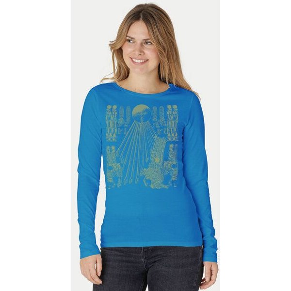 Peaces.bio - handbedruckte Biomode Langarmshirt Damen Sonnenscheibe Aton