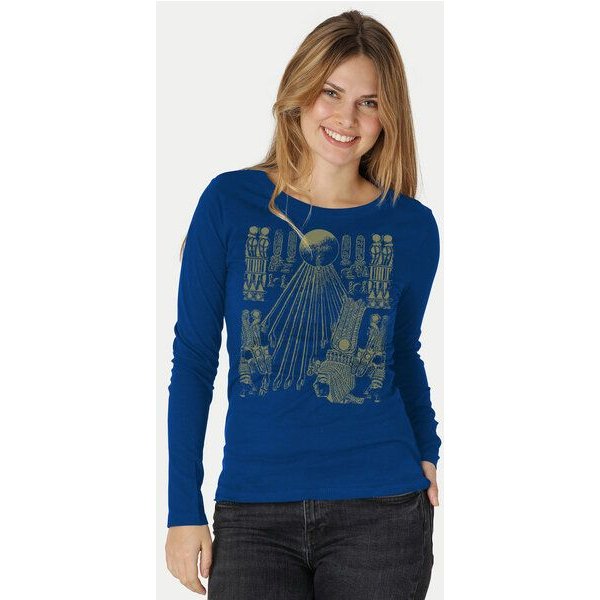 Peaces.bio - handbedruckte Biomode Langarmshirt Damen Sonnenscheibe Aton