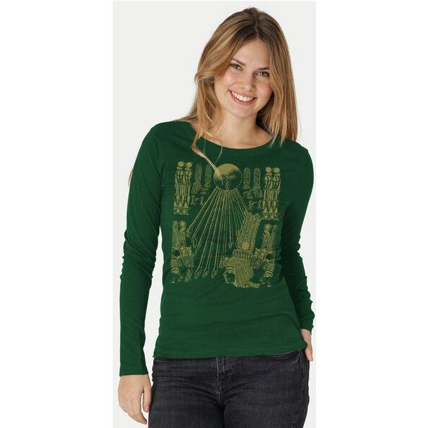 Peaces.bio - handbedruckte Biomode Langarmshirt Damen Sonnenscheibe Aton