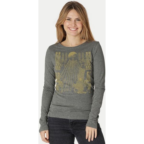 Peaces.bio - handbedruckte Biomode Langarmshirt Damen Sonnenscheibe Aton