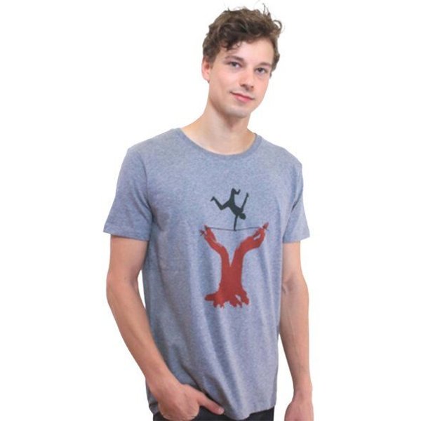 Spangeltangel T-Shirt "Slackline", Herrenshirt, bedruckt, Siebdruck, Bio-Baumwolle