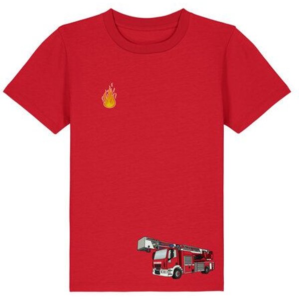 Spangeltangel Kinder-T-shirt "Feuerwehr" rot, Biobaumwolle