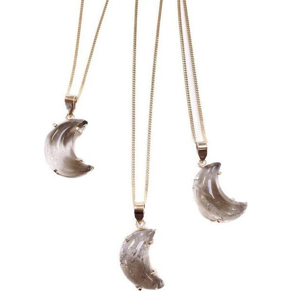 Crystal and Sage Rauchquarz Mond Halskette vergoldet