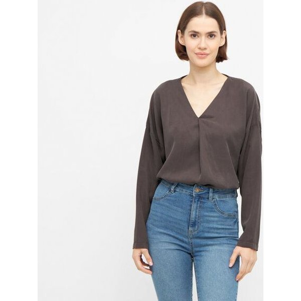 WiDDA berlin Langarm Bluse "BEATA" aus Tencel® in Dunkelgrau