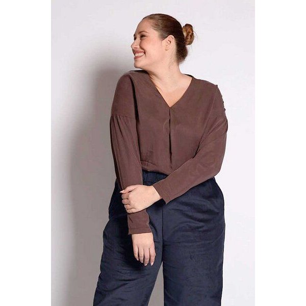 WiDDA berlin Langarm Bluse "BEATA" aus Tencel® in Dunkelgrau