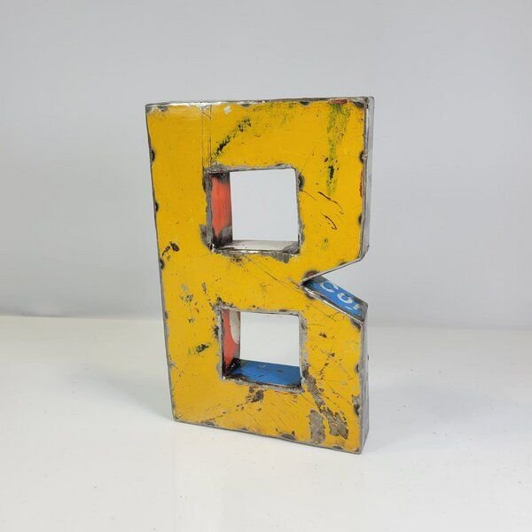 Moogoo Creative Africa Buchstabe "B" aus recycelten Ölfässern | 22 oder 50 cm | verschiedene Farben | Upcycling | handgemacht & fair