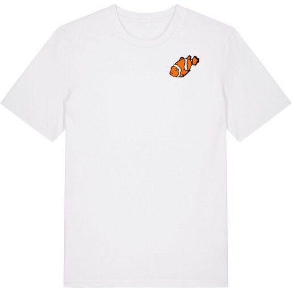 Spangeltangel T-Shirt bedruckt, "Clownfisch", nachhaltig, Biobaumwolle, Brustprint, Herren, Männer, bio, Tiere, Fische, Meer, Ozean