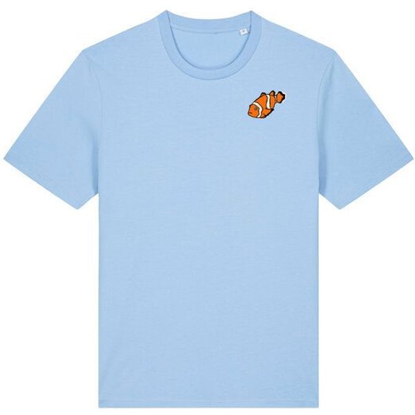 Spangeltangel T-Shirt bedruckt, "Clownfisch", nachhaltig, Biobaumwolle, Brustprint, Herren, Männer, bio, Tiere, Fische, Meer, Ozean