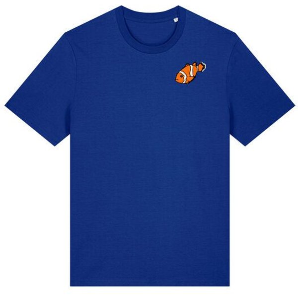 Spangeltangel T-Shirt bedruckt, "Clownfisch", nachhaltig, Biobaumwolle, Brustprint, Herren, Männer, bio, Tiere, Fische, Meer, Ozean