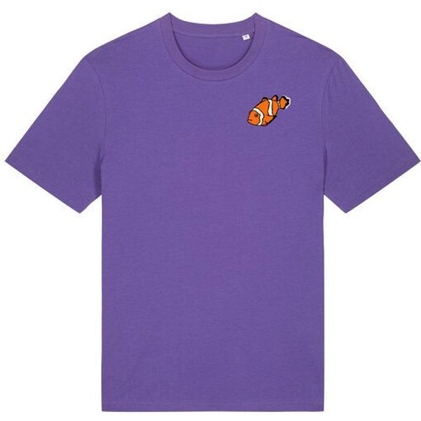 Spangeltangel T-Shirt bedruckt, "Clownfisch", nachhaltig, Biobaumwolle, Brustprint, Herren, Männer, bio, Tiere, Fische, Meer, Ozean