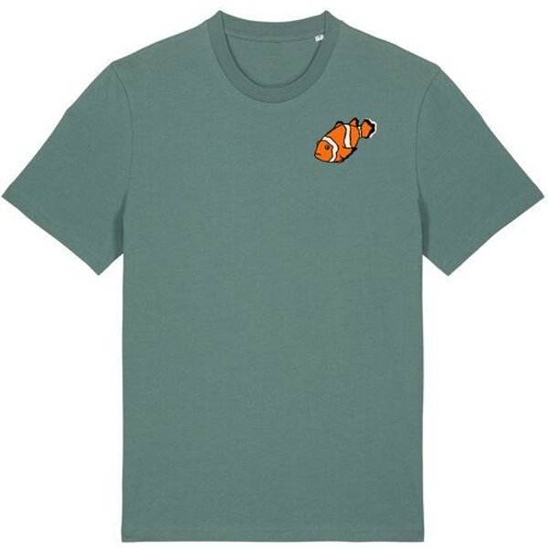 Spangeltangel T-Shirt bedruckt, "Clownfisch", nachhaltig, Biobaumwolle, Brustprint, Herren, Männer, bio, Tiere, Fische, Meer, Ozean