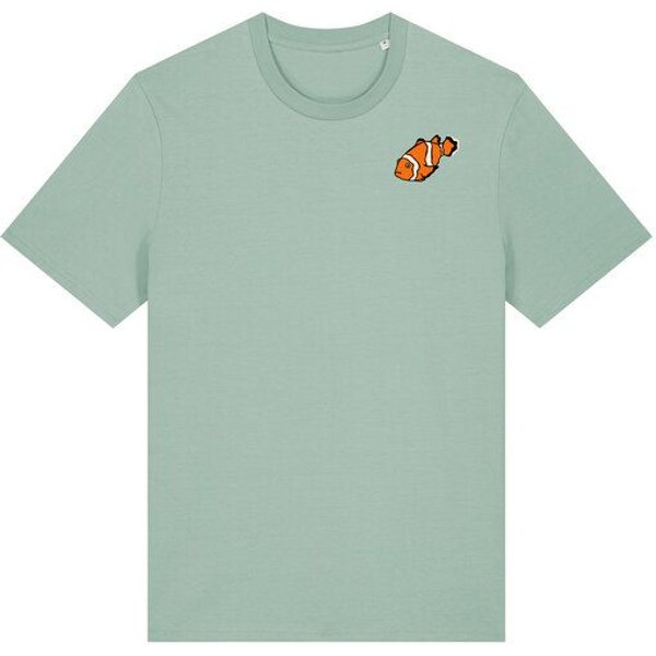 Spangeltangel T-Shirt bedruckt, "Clownfisch", nachhaltig, Biobaumwolle, Brustprint, Herren, Männer, bio, Tiere, Fische, Meer, Ozean