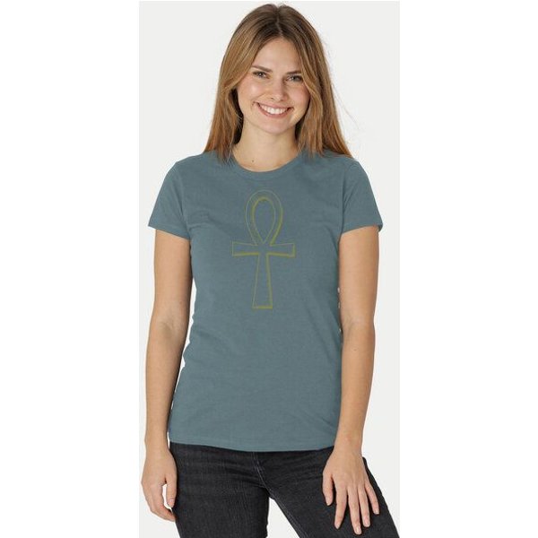 Peaces.bio - handbedruckte Biomode Damen Fit T-Shirt Ankh