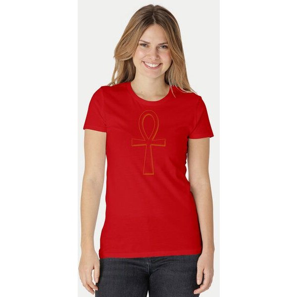 Peaces.bio - handbedruckte Biomode Damen Fit T-Shirt Ankh