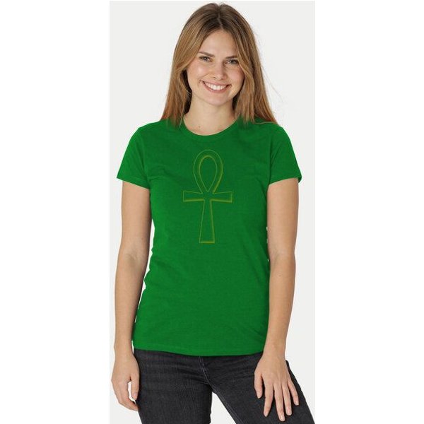 Peaces.bio - handbedruckte Biomode Damen Fit T-Shirt Ankh