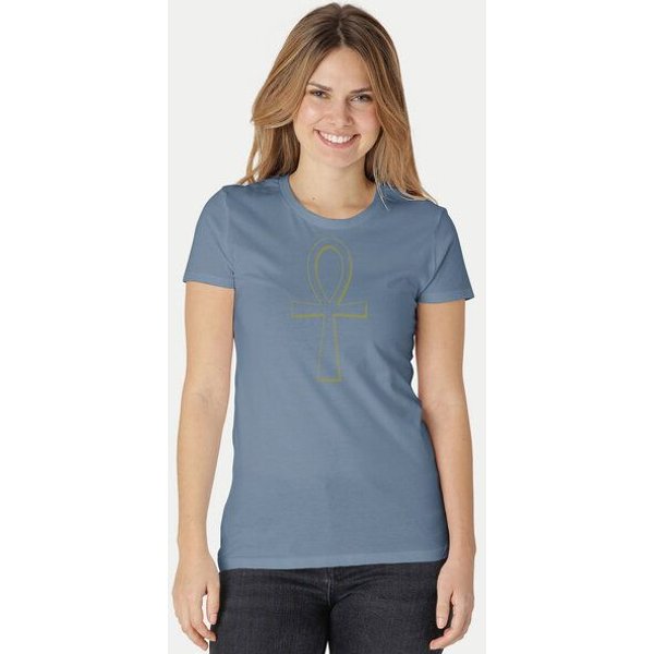 Peaces.bio - handbedruckte Biomode Damen Fit T-Shirt Ankh