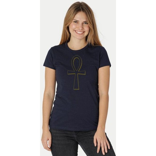 Peaces.bio - handbedruckte Biomode Damen Fit T-Shirt Ankh