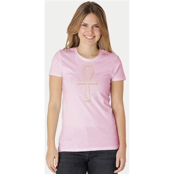 Peaces.bio - handbedruckte Biomode Damen Fit T-Shirt Ankh