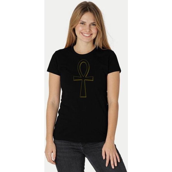Peaces.bio - handbedruckte Biomode Damen Fit T-Shirt Ankh