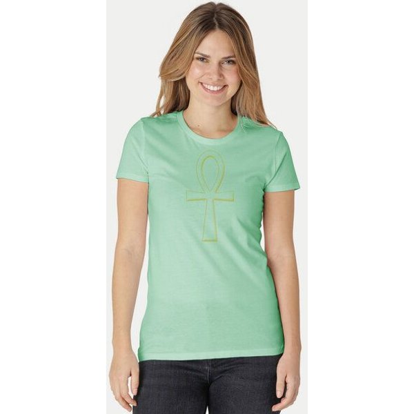 Peaces.bio - handbedruckte Biomode Damen Fit T-Shirt Ankh