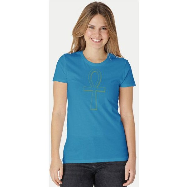 Peaces.bio - handbedruckte Biomode Damen Fit T-Shirt Ankh
