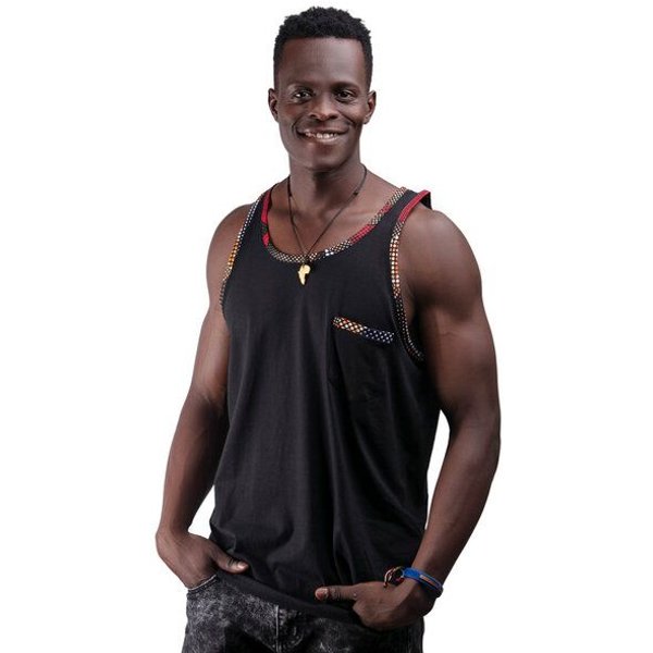 Africulture Tanktop mit Brusttasche aus Westafrikanischem Kitengestoff