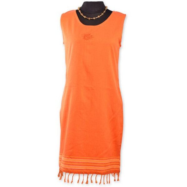 Africulture Kikoy Sommerkleid kurz, Strandkleid "Jua" mit Sonnen Stickmuster, made in Kenia