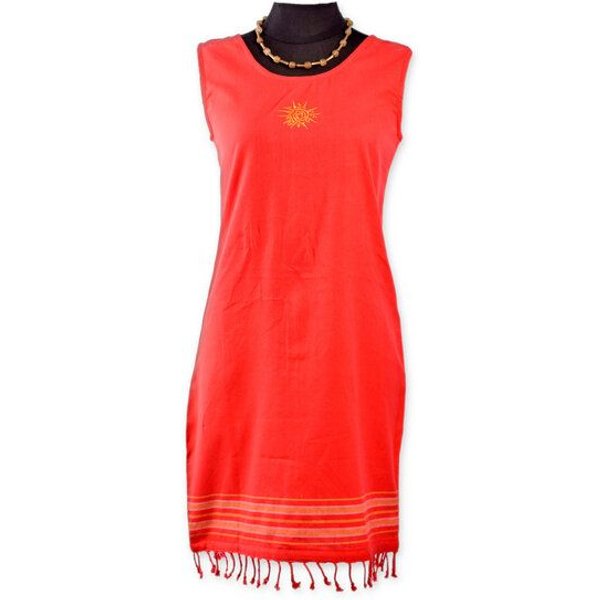 Africulture Kikoy Sommerkleid kurz, Strandkleid "Jua" mit Sonnen Stickmuster, made in Kenia