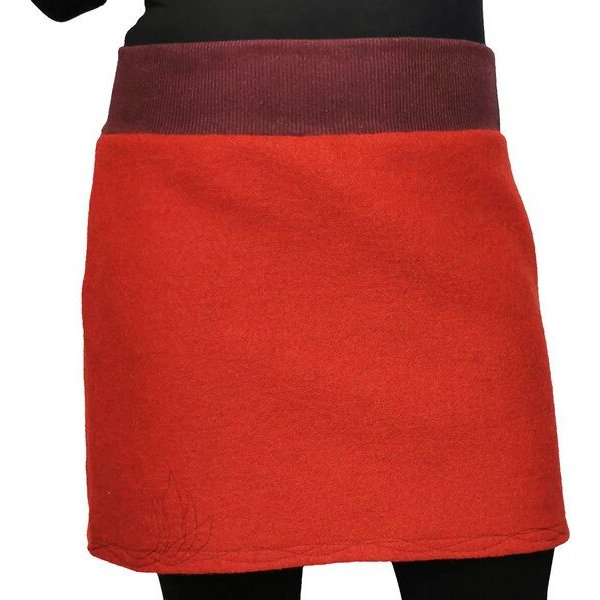 Rock Wollrock kurz Wollwalk bio Unikat mit Stickerei liebewicht