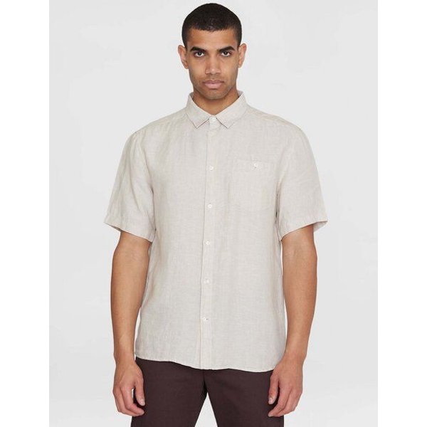 KnowledgeCotton Apparel Hemd - Regular Linen Short Sleeve Shirt - aus 100% Leinen