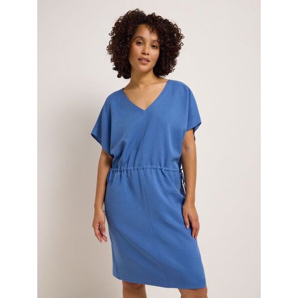 LANIUS Kleid mit V-Ausschnitt aus TENCEL und Bio-Leinen