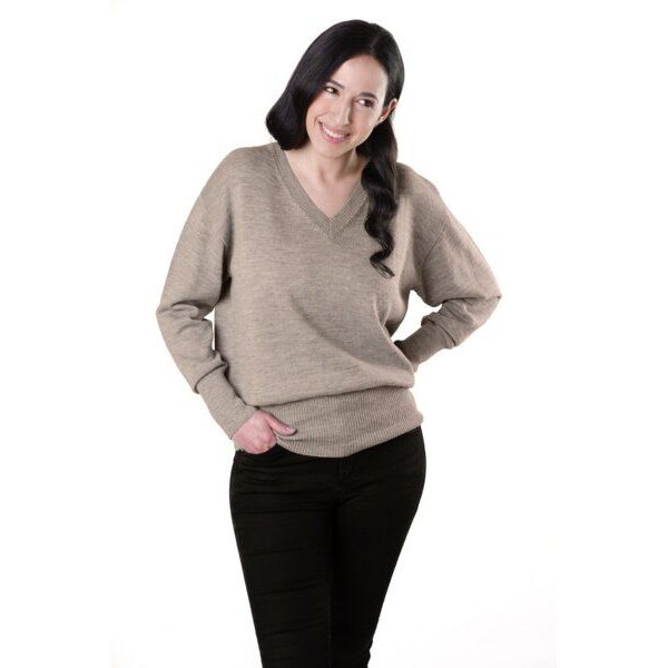 De Colores Pullover mit V-Ausschnitt aus 100% Alpakawolle