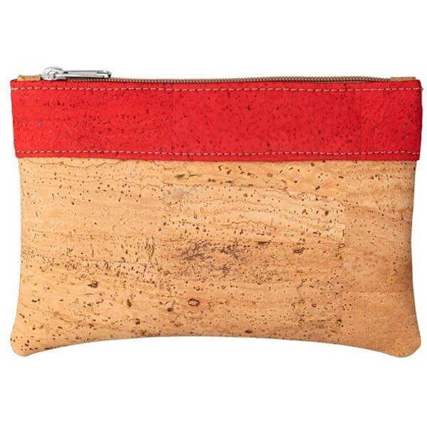 Kork-Deko Kleine Kork-Tasche / kleine Clutch / Etui / großes Portemonnaie, beige rot